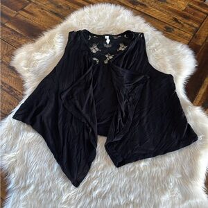 Full Tilt Black Sleeveless Drape Vest